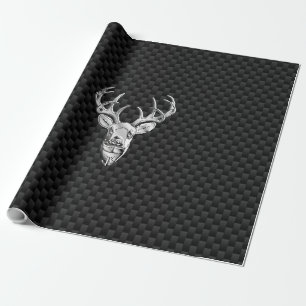 Silver Wild Deer op het decor van de koolstofvezel Cadeaupapier
