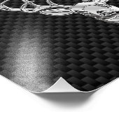 Silver Wild Deer op het decor van de koolstofvezel Foto Afdruk (Hoek)