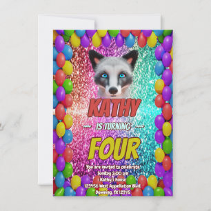 Silver Wild Fox Fun Feestelijk Verjaardagsfeest Ui Kaart