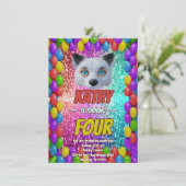 Silver Wild Fox Fun Feestelijk Verjaardagsfeest Ui Kaart (Staand voorkant)