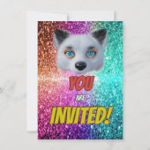 Silver Wild Fox Fun Feestelijk Verjaardagsfeest Ui Kaart (Achterkant)