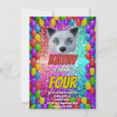 Silver Wild Fox Fun Feestelijk Verjaardagsfeest Ui Kaart (Voorkant)