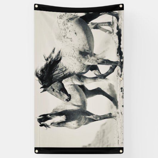 SILVER WILD HORSES OF UTAH WALL ART Banner (Verticaal)