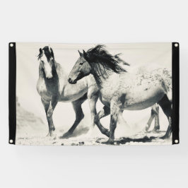 SILVER WILD HORSES OF UTAH WALL ART Banner