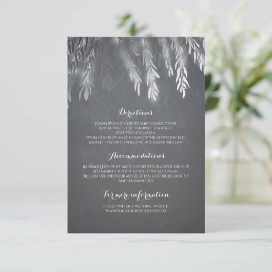 Silver Willow Tree Branches Wedding Details Invoeg Informatiekaartje (Staand voorkant)