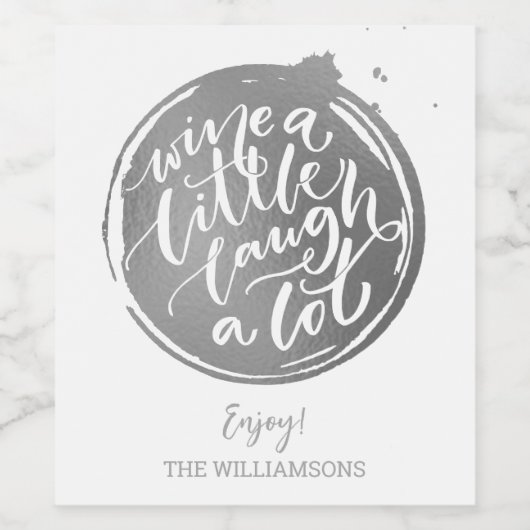 Silver Wine Lover Wine Label Wijn Etiket (Enkel label)