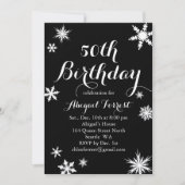 Silver Winter 50th Birthday Invitation Kaart (Voorkant)