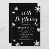 Silver Winter 50th Birthday Invitation Kaart (Voorkant / Achterkant)