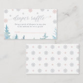 Silver Winter Baby shower Luier Raffle Ticket Informatiekaartje (Voorkant / Achterkant)