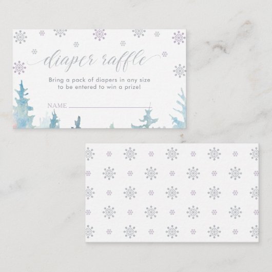 Silver Winter Baby shower Luier Raffle Ticket Informatiekaartje (Voorkant / Achterkant)
