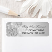 Silver Winter Birthday Return-adres Etiket (Insitu)
