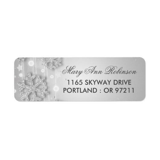Silver Winter Birthday Return-adres Etiket (Voorkant)