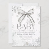 Silver Winter Bow It's Cold Outside Baby Shower Kaart (Voorkant)