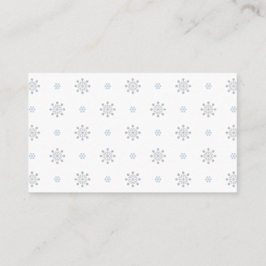 Silver Winter Boy Baby shower Luier Raffle Ticket Informatiekaartje (Achterkant)