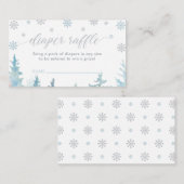 Silver Winter Boy Baby shower Luier Raffle Ticket Informatiekaartje (Voorkant / Achterkant)