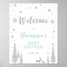 Silver Winter Boy Birthday Party Welcome Sign