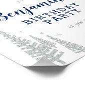 Silver Winter Boy Birthday Party Welcome Sign Poster (Hoek)