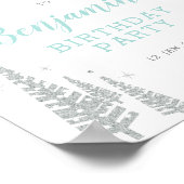 Silver Winter Boy Birthday Party Welcome Sign Poster (Hoek)