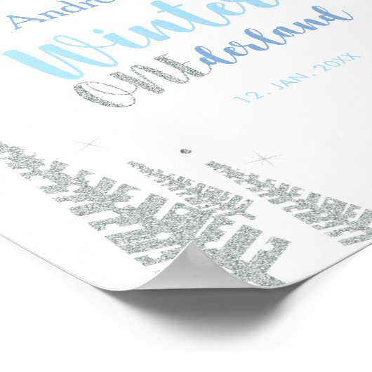 Silver Winter Boy Birthday Party Welcome Sign Poster (Hoek)