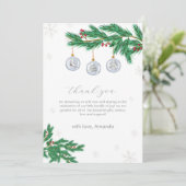 Silver Winter Clothesline Ornaments Baby Shower Bedankkaart (Staand voorkant)