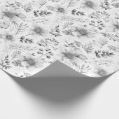 Silver Winter Floral Pattern Cadeaupapier (Hoek)