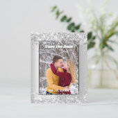 Silver winter foto Save the Date bruiloft (Staand voorkant)