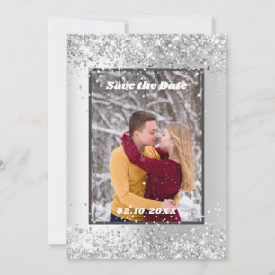 Silver winter foto Save the Date bruiloft