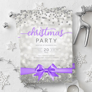 Silver Winter Glam Company Xmas Paarse lint Kaart