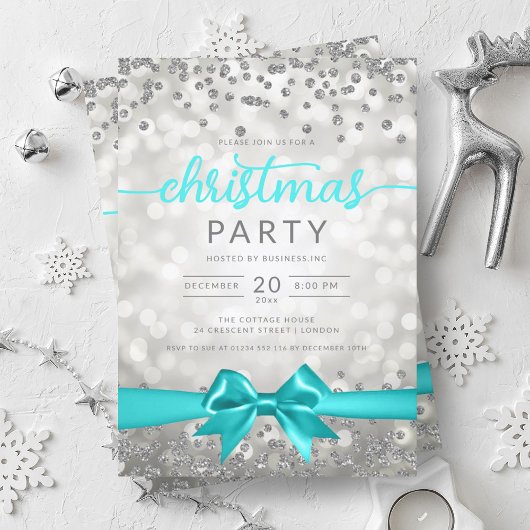 Silver Winter Glam Company Xmas Turquoise lint Kaart