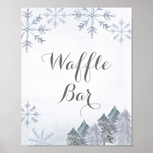Silver Winter Misty waterverf Waffle Bar Sign Poster (Voorkant)