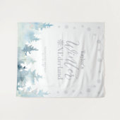Silver Winter onderland 1st Birthday Tapestry Wandkleed (Voorkant (horizontaal))