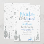 Silver Winter onederland 1e verjaardag Kaart (Voorkant / Achterkant)