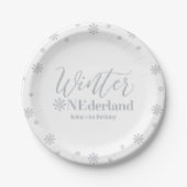 Silver Winter Onederland 1e verjaardag Papieren Bordje (Voorkant)