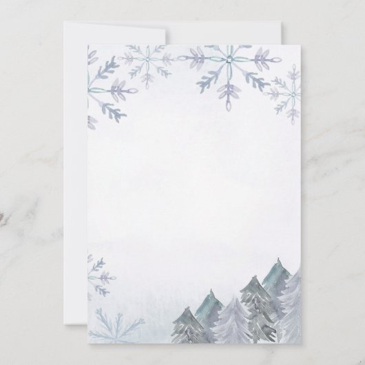 Silver Winter Onederland 1e verjaardag uitnodiging (Achterkant)