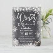 Silver Winter ONEderland 1st Birthday Chalkboard Kaart (Staand voorkant)