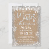 Silver Winter ONEderland 1st Rustic Kraft Birthday Kaart (Voorkant)
