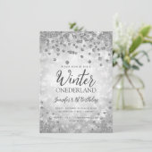 Silver Winter ONEDERLAND Glitter 1e verjaardag Kaart (Staand voorkant)