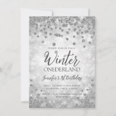 Silver Winter ONEDERLAND Glitter 1e verjaardag Kaart (Voorkant)
