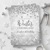 Silver Winter ONEDERLAND Glitter 1e verjaardag Kaart