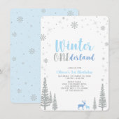 Silver Winter onederland jongen 1e verjaardag Kaart (Voorkant / Achterkant)