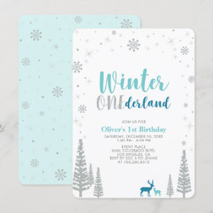 Silver Winter onederland jongen 1e verjaardag Kaart