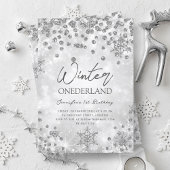 Silver Winter ONEDERLAND Sparkle 1e verjaardag Kaart