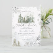 Silver Winter Pine Tree Merry Little Bridal Shower Kaart (Staand voorkant)