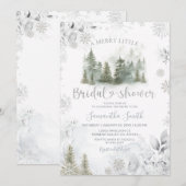 Silver Winter Pine Tree Merry Little Bridal Shower Kaart (Voorkant / Achterkant)