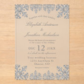 Silver Winter Snowflake Wedding Acryl Uitnodigingen (Voorkant)