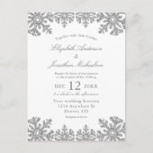 Silver Winter Snowflake Wedding Briefkaart (Voorkant)