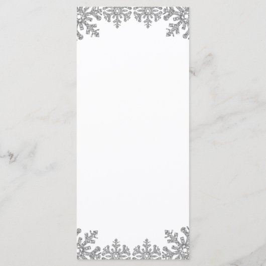 Silver Winter Snowflake Wedding Menu (Achterkant)