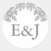 Silver Winter Snowflake Wedding Ronde Sticker (Voorkant)