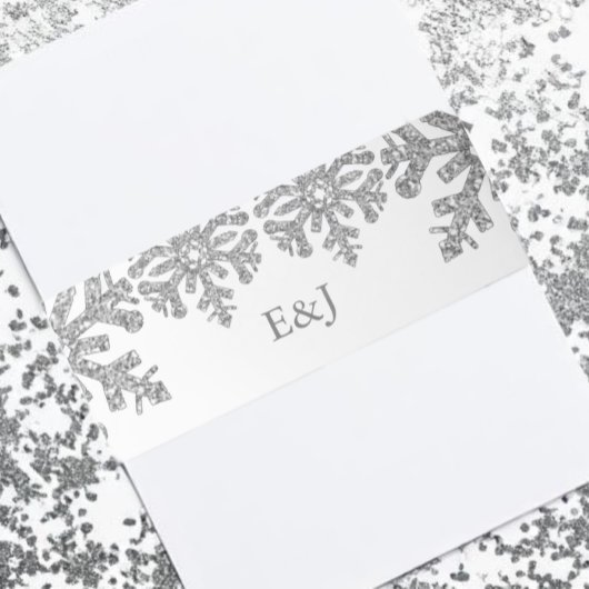 Silver Winter Snowflake Wedding Uitnodigingen Wikkel