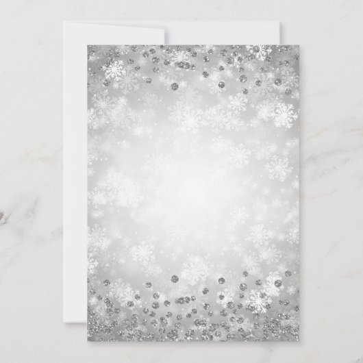 Silver Winter Snowflakes Company Blauw lint Kaart (Achterkant)